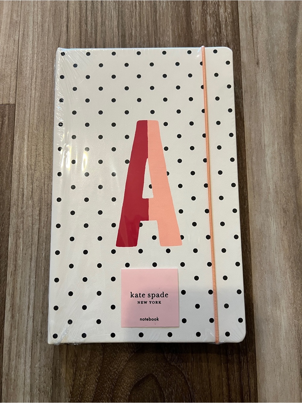 kate spade White & Black Polka Dot Notebook with Rose Gold Logo